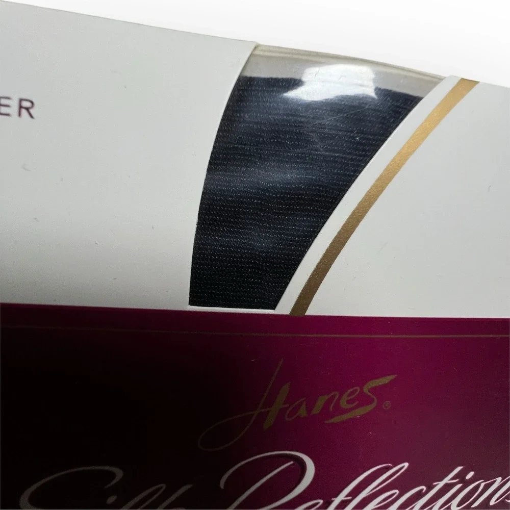 Vtg Hanes Silk Reflections Pantyhose Silky Sheer Control Top Navy  Sz EF Drag‎